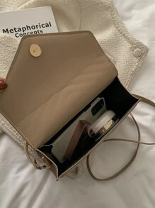 Chevron Tassel Decor Flap Square Bag - Apricot - View 4