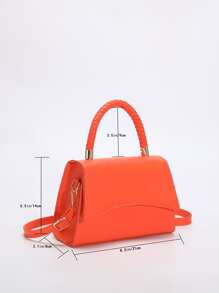 熒光橙鱷魚壓紋翻蓋方包 - 橘色 - 查看 8