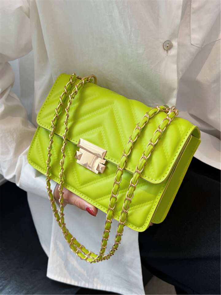 ★EMS★ FUR SQUARE FLAP BAGYELLOW FUR SQUARE FLAP BAG-YELLOW
