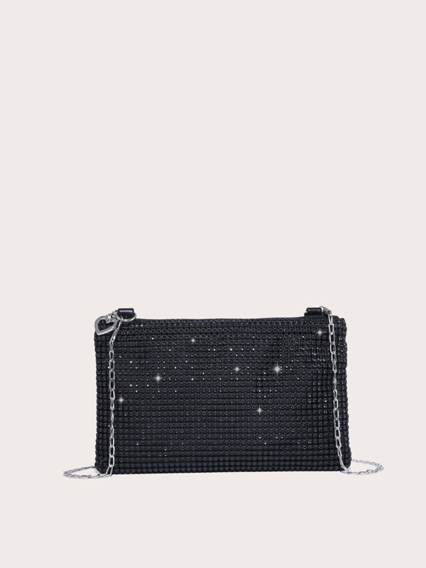 Bolsa Transversal Simples Com Uma Aparência Glamorosa, Elegante, Exquista, De Luxo Silenciosa Com Um Brilho De Lantejoulas Que Também É Estilosa E Luxuosa. A Bolsa É Adequada Para Um Encontro Romântico Ou Uma Festa Noturna. Ela É Decorada Com Pérolas Falsas E Strass, Dando Um Toque De Elegância Para A Mulher, Noiva Ou Convidada. Perfeita Para Festas, Casamentos, Formaturas, Jantares E Banquetes.