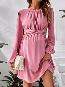 SHEIN 孕婦燈籠袖打攬洋裝