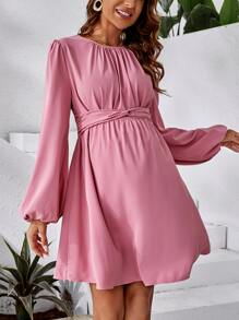 SHEIN 孕婦燈籠袖打攬洋裝