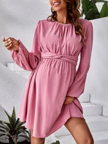 SHEIN 孕婦燈籠袖打攬洋裝