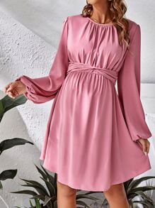 SHEIN 孕婦燈籠袖打攬洋裝