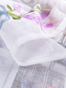 1pc Floral Embroidered Window Valance - Purple - View 2