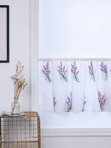 1pc Floral Embroidered Window Valance - Purple - View 3