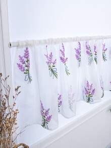 1pc Floral Embroidered Window Valance - Purple - View 4