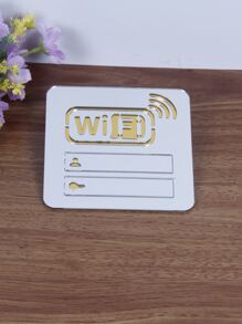 1pc WiFi Pattern Mirror Wall Sticker - Silver - View 1