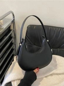 輕便商務休閒簡約 Hobo 包，適合青少年女孩、女大學生、菜鳥和白領，非常適合辦公室、大學、工作、商務、通勤、戶外、旅行、郊遊 - 黑色 - 查看 2