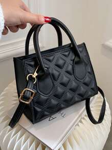 迷你壓花細節方包 - 黑色 - 查看 2