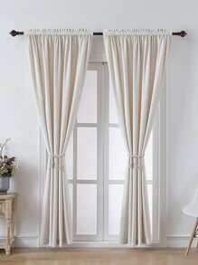 1 件简约风格装饰窗帘，厚实婴儿天鹅绒材质，适用于客厅、卧室和门装饰 - 白色 - 查看 6