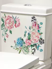 1pc Self-Adhesive PVC Toilet Lid Decal,Boho Floral Pattern Toilet Stool Commode Sticker,Stickers,Wall Decal, Vinyl Decal For Home Decorations,Spring Decoration Items Refresh Your Home,Rama Decoration Stickers Gifts Birthday Graduation - Multicolor - View 4