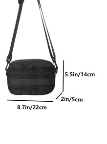 Men Minimalist Zipper Square Bag - Black - View 5