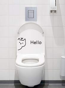 1pc Cartoon & Letter Graphic Toilet Lid Decal - Black - View 1