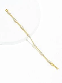 Cubic Zirconia Decor Bracelet - Yellow Gold - View 2