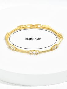 Cubic Zirconia Decor Bracelet - Yellow Gold - View 3