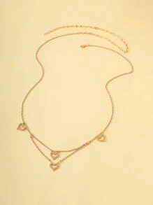 Rhinestone Heart Decor Waist Chain - Yellow Gold - View 2