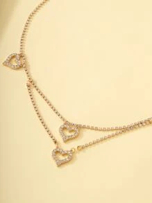 Rhinestone Heart Decor Waist Chain - Yellow Gold - View 3