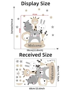 1 件卡通动物与字母图形门贴、贴纸、墙贴、乙烯基贴花用于家居装饰、春季装饰品让您的家焕然一新、节日装饰贴纸礼物生日毕业 - 彩色 - 查看 3