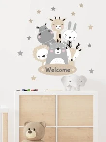 1 件卡通动物与字母图形门贴、贴纸、墙贴、乙烯基贴花用于家居装饰、春季装饰品让您的家焕然一新、节日装饰贴纸礼物生日毕业 - 彩色 - 查看 4