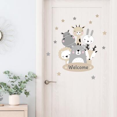 1 miếng dán cửa hình động vật hoạt hình và chữ cái, nhãn dán, decal dán tường, decal vinyl trang trí nhà cửa, vật dụng trang trí mùa xuân làm mới ngôi nhà của bạn, nhãn dán trang trí lễ hội quà tặng sinh nhật tốt nghiệp