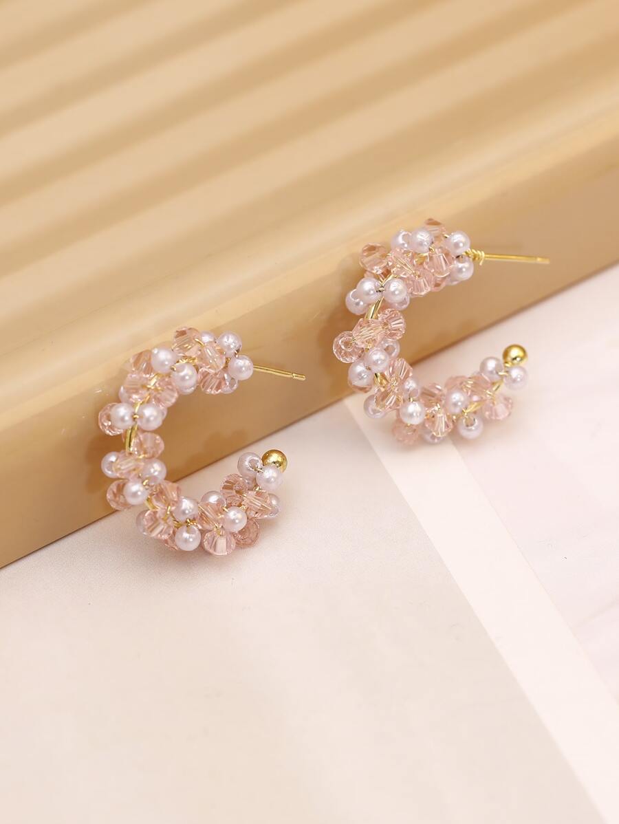 Bông tai stud - Hồng - Xem 1