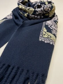 Graphic Pattern Fringe Trim Scarf - Multicolor - View 3