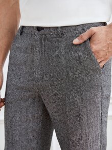 Manfinity NiteLyfe Men Chevron Print Suit Trousers - Grey - View 5