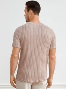 GENTILAND Men Pocket Patched Textured Knit Tee - Apricot - View 6