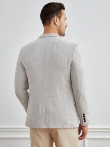 Manfinity NiteLyfe Men Lapel Neck Flap Detail Tweed Blazer - Light Grey - View 7