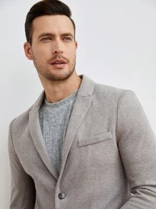 GENTILAND Men Single Breasted Blazer & Suit Trousers Set - Khaki - View 5