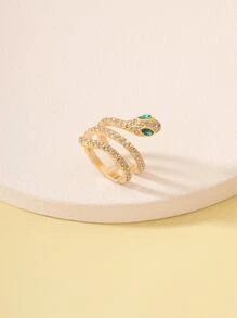 水鑽裝飾蛇設計纏繞式戒指 - 金黃色 - 查看 2