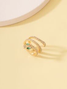 水鑽裝飾蛇設計纏繞式戒指 - 金黃色 - 查看 3