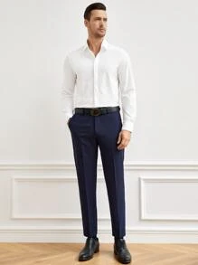 Manfinity Men Solid Button Front Shirt - White - View 7