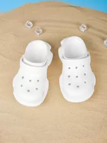 1pair Fashionable Children's Outdoor Sandals/Garden Shoes With Hollow Design, White Color For Boys - White - View 2