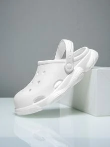 1pair Fashionable Children's Outdoor Sandals/Garden Shoes With Hollow Design, White Color For Boys - White - View 3