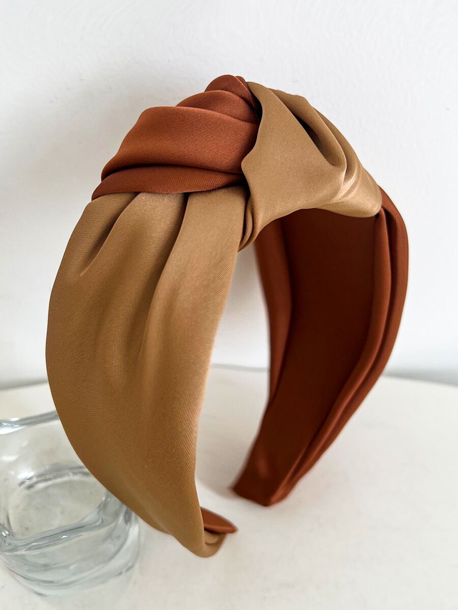 Two Tone Knot Detail Wide Headband,Hairband,Hair Hoop,Hair Accessories Headbands - Orange - View 1