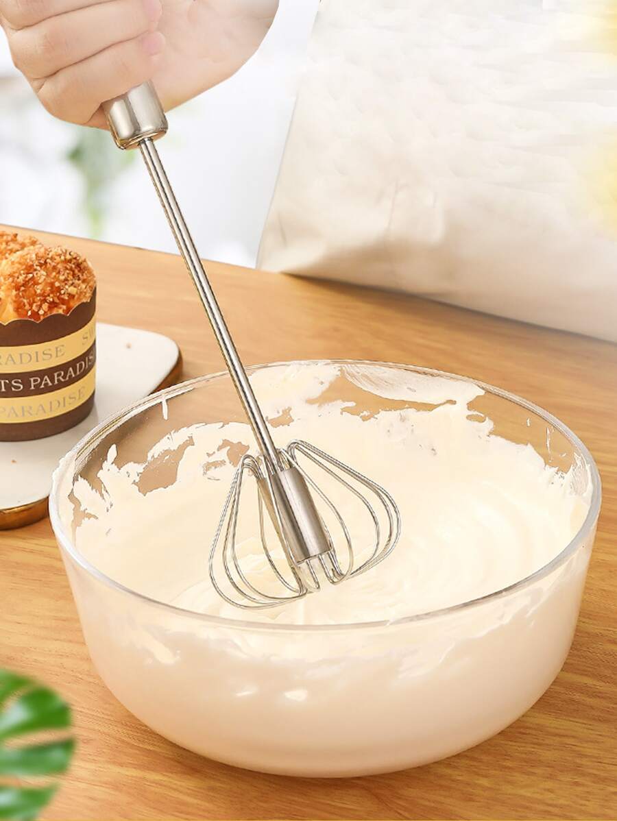 1pc Semi-automatic Rotary Egg Beater, Stainless Steel Egg Whisk, Kitchen Tools,Semi Automatic Whisk & 1pc Separator - Multicolor - View 1