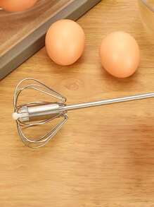 1pc Semi-automatic Rotary Egg Beater, Stainless Steel Egg Whisk, Kitchen Tools,Semi Automatic Whisk & 1pc Separator - Multicolor - View 4