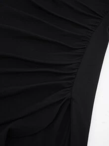 Vestido ajustado de cuello cruzado fruncido bajo con fruncido - Negro - Ver 7