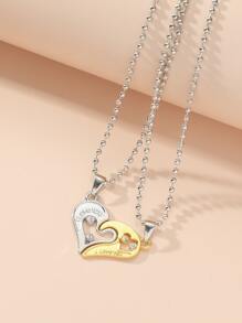 Conjunto de 2 collares en forma de corazón para parejas - Multicolor - Ver 1