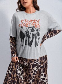 ROMWE PUNK Vestido 2 en 1 figura & con estampado de leopardo de hombros caídos - Multicolor - Ver 3