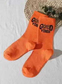 花卉和字母圖案中筒襪 - 彩色 - 查看 1