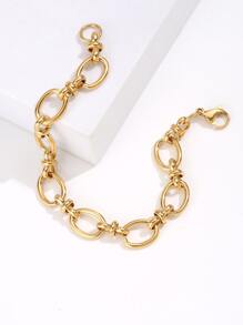 Minimalist Solid Bracelet - Yellow Gold - View 2