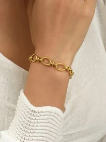 Minimalist Solid Bracelet - Yellow Gold - View 8