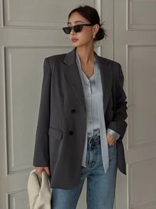 DAZY Tie Neckline Puff Sleeve Shirt - Blue - View 5