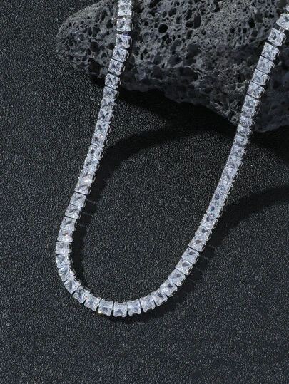 Fashionabla och populära män Cubic Zirconia Chain Halsband Koppar Punk Hip Pop Style för smycken present och för en elegant look