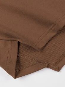 Manfinity Homme Men Slogan Graphic Asymmetrical Hem Drawstring Hoodie - Coffee Brown - View 4