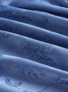 SHEIN MOD Floral Jacquard Ruched Bandana Hem Crop Cami Top - Blue - View 4