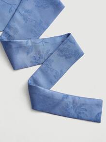 SHEIN MOD Floral Jacquard Ruched Bandana Hem Crop Cami Top - Blue - View 3